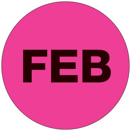 Bsc Preferred 1'' Circle - ''FEB'' Fluorescent Pink Months of the Year Labels BUY00016079